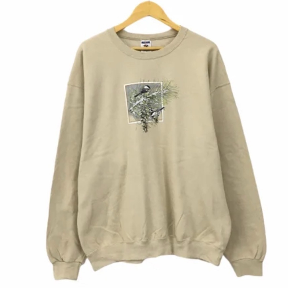 Vintage Jerzees Winter Bird Graphic Crewneck Sweatshirt Size XL